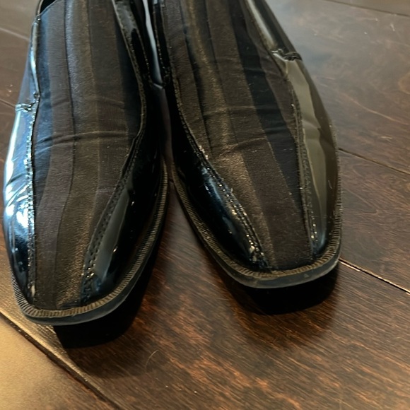 Stacey Adams black patent leather and fabric  loafer 9.5 - Picture 2 of 8